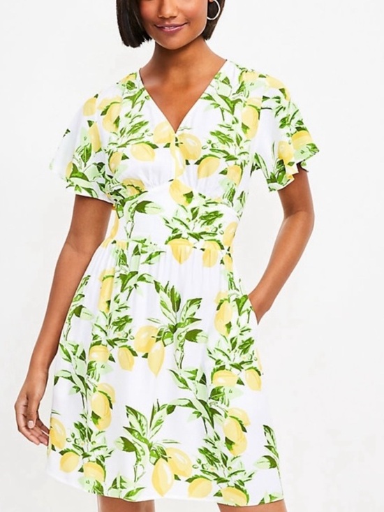 LOFT Dresses & Skirts - LOFT White Lemon Print Mini Dress